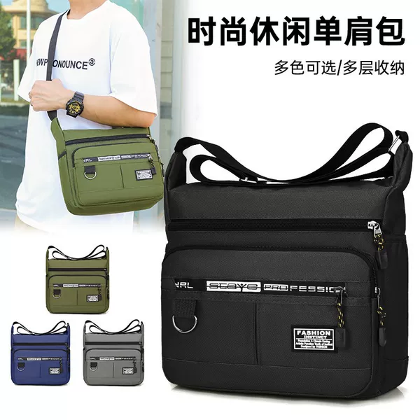 Business Commuter Crossbody Bag New Large Capacity Multi-Pocket Business Coin Purse Fashion Simple Solid Color Shoulder Bag for Men