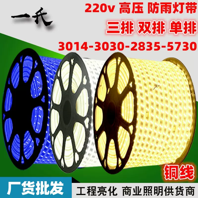 氛围220v高压2835户外防水硅胶霓虹rgb七彩双色柔性软led灯带灯条