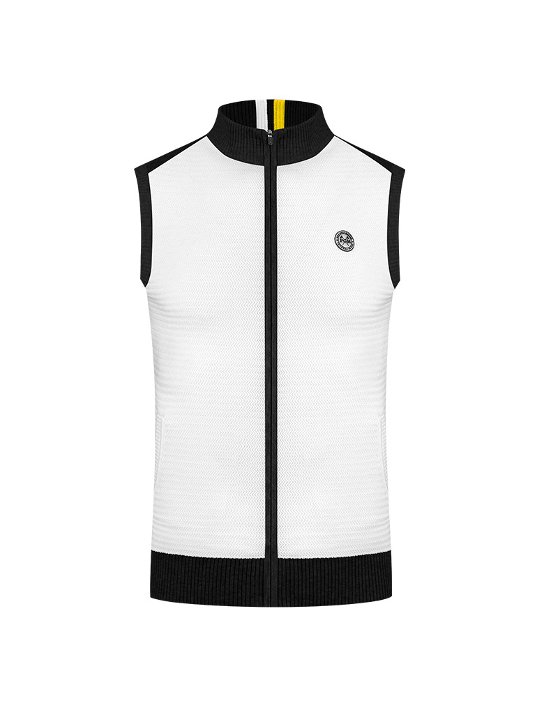 Áo vest len nam cổ đứng PGM – ấm áp mùa thu đông — YF501-màu xám, YF501-Đen, YF501-màu trắng chi tiết 6