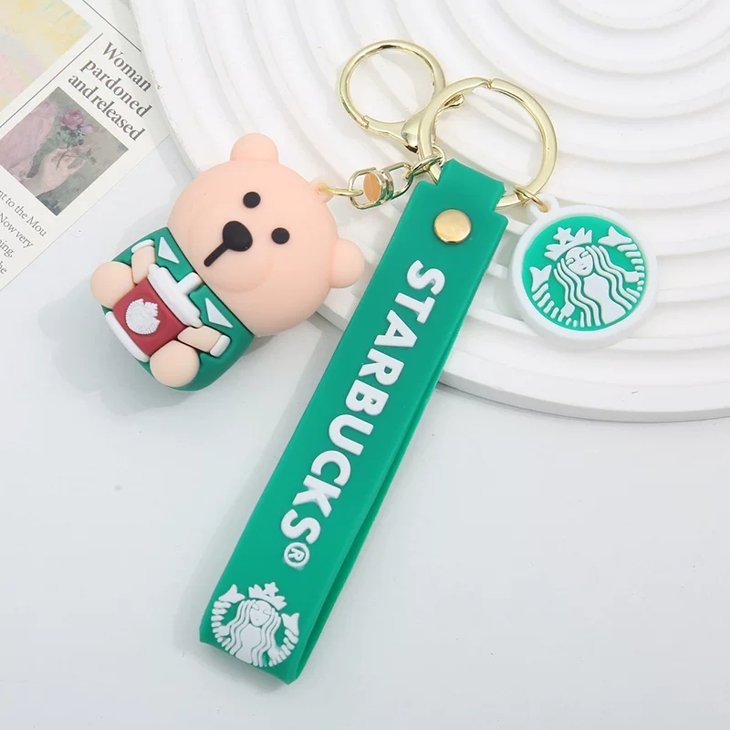 Звездныйbucks, подвеска-картина кофе для ключей, кукла, брелок, с маленькими медведями, подарок на день рождения