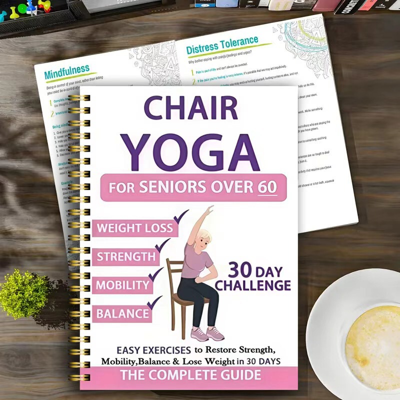 Cross-Border Hot-Selling New 30-Day Chair Yoga Guide for the Elderly over 60 Years Old Planning Note Coil Book