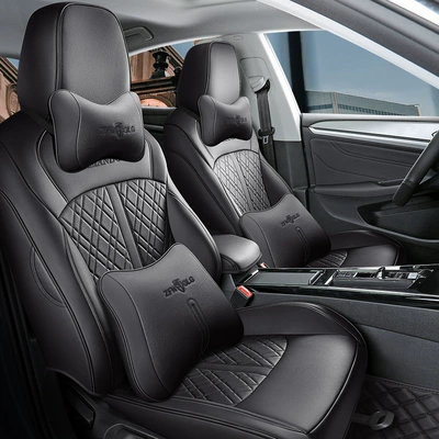 Modelə uyğun (Original) oturacaq örtükləri – Five-seater Car Orderable Car Interior - obsidian-night-black-full-leather-deluxe-edition-remarks-model-year-rear-half-pack