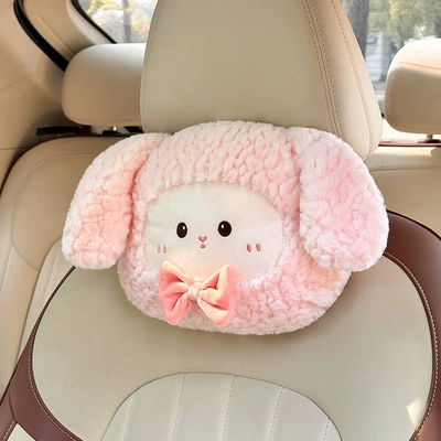 Waist support Support, Cute Puppy Car Seat - beanie-velvet-bunny-headrest-pink