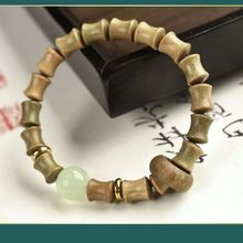 爆款天然绿檀木转运珠手链立体感十足节节高手链男女款