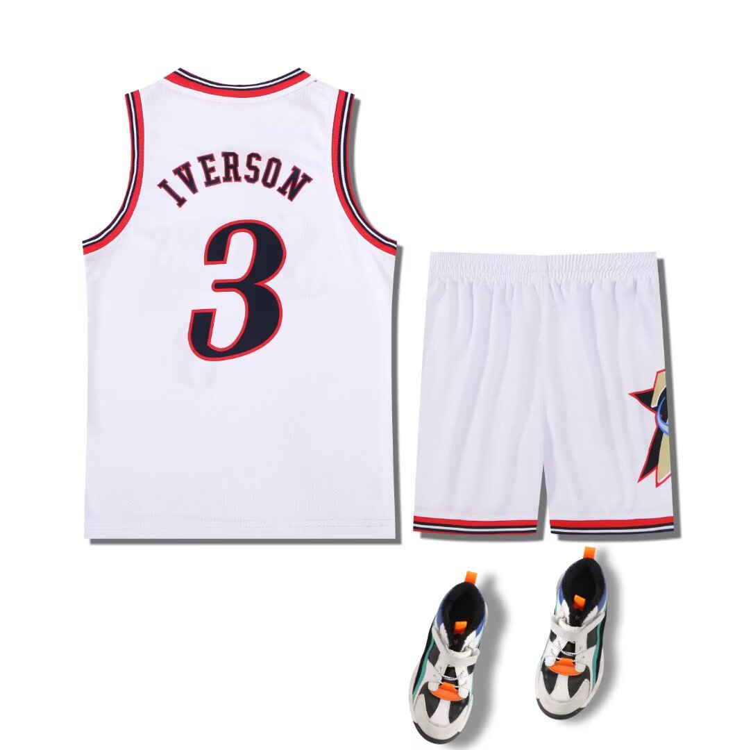 6640 76Ers No. 3 Children's Basketball Uniforms Kindergarten Performance Uniforms Competition Uniforms Suit Vests 6 Yards-20 Yards