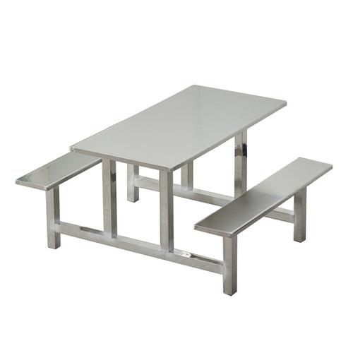 Stainless steel dining table construction site school canteen 4 people 6 people 8 people dining table and chairs factory canteen conjoined table and chair combination
