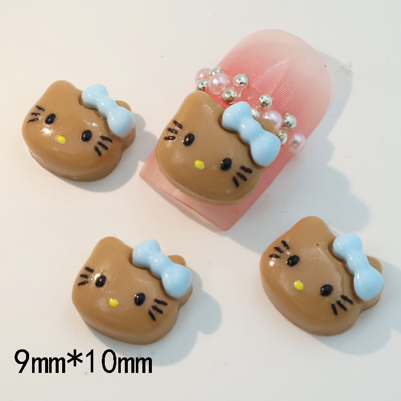 Yh116-7 black leather blue knot cat head