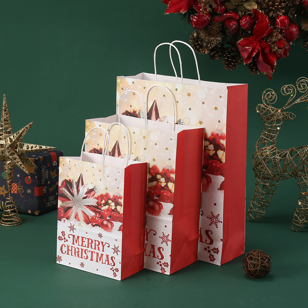 Bolsas de regalo impresas en color bolsas de fiesta de Navidad bolsas de embalaje kraft bolsas de compras al por mayor dulces bolsas de regalo