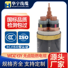 華宇線纜WDZ-YJY 低煙無鹵阻燃高壓電纜三芯四芯國標純銅電線批發