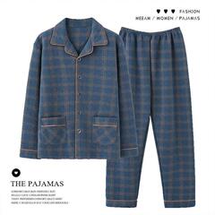 2025年冬用メンズパジャマ 秋冬 中年向け エアーコットン中綿入り 厚手 ホームウェア 半袖 厚手 暖かい