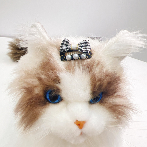 Purely handmade small fragrant pet hairpin black and white bow cat hairpin dog hairpin internet celebrity pet headwear