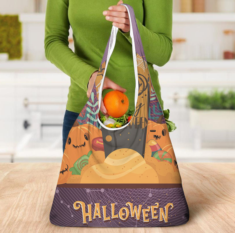 可爱南瓜怪糖果印花万圣节派对主题时尚艺术跨境创意购物袋可代发