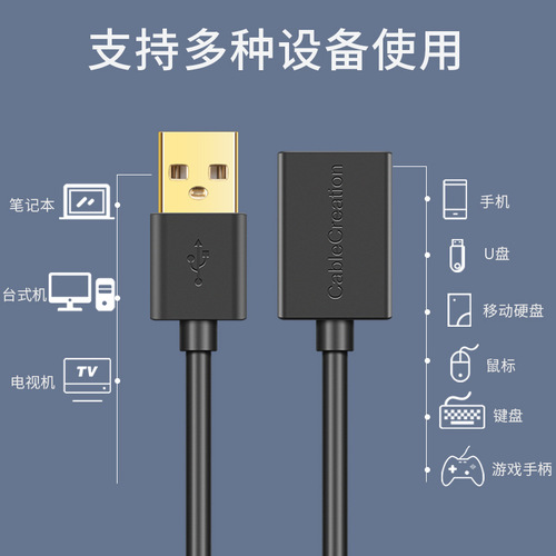 USB extension cable male to female 0.5m 1.5m 2m usb2.0 computer U disk mouse keyboard handle extension cable
