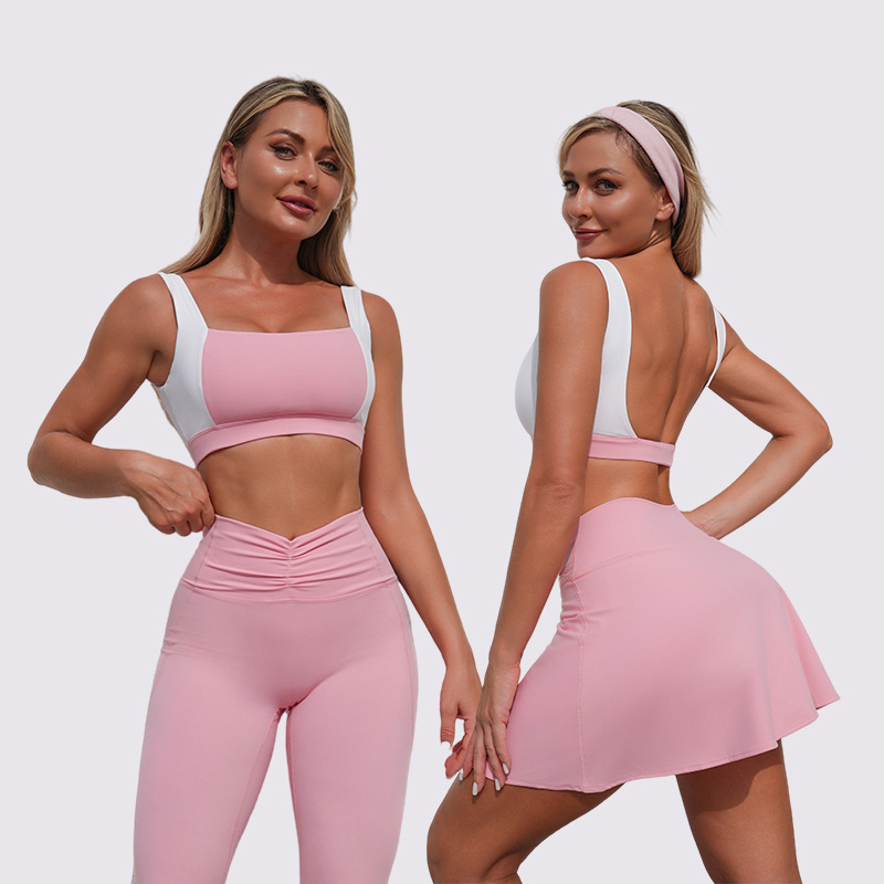 Nuevo chaleco deportivo transfronterizo de retroceso de color, mujeres, Europa y Estados Unidos, fitness, ropa de yoga, ropa apretada para mujeres.