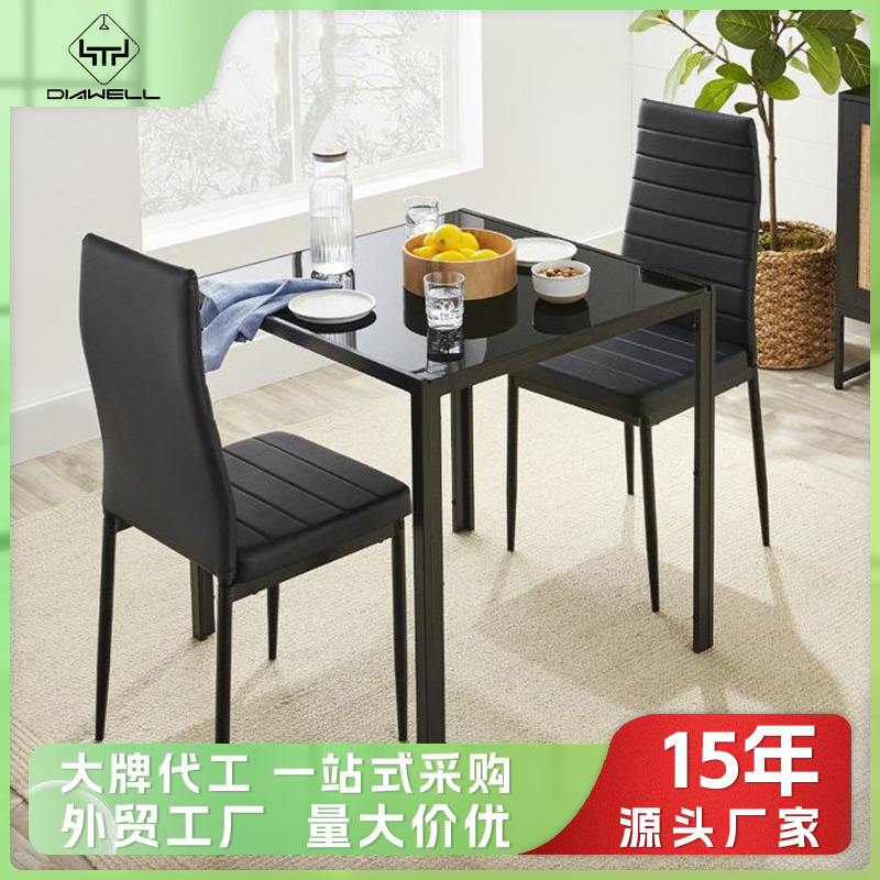 Mesa de comedor de vidrio temperado personalizada de comercio exterior transparente simple 4 personas mesa de comedor rectangular mesa de comedor