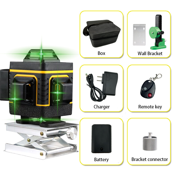 4D16线绿光贴地仪户外强光高精度迷你激光水平仪批发laser level
