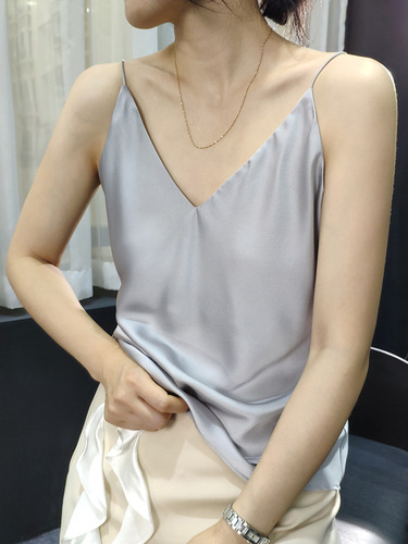 Fat mm spring and summer imitation satin V-neck vest loose bottoming inner camisole 3002