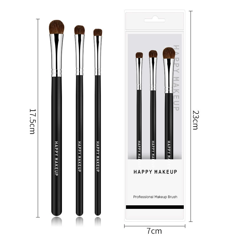 Набор кистей для макияжа (HappyMakeup) 7 кистей из лысого волоса, деревянная ручка, алюминиевая фурнитура