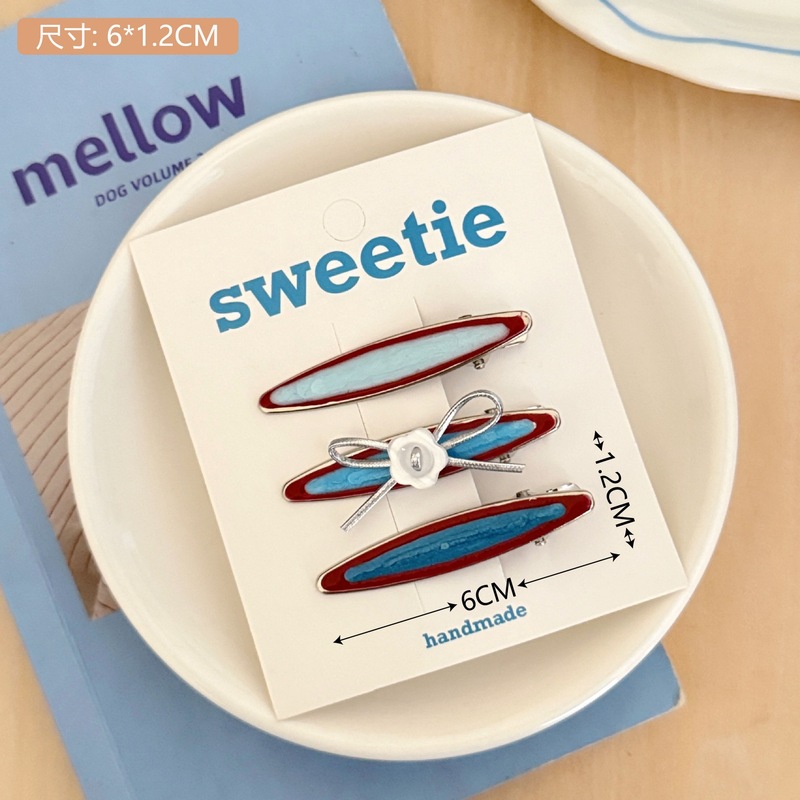 夏日蓝色系简约发夹度假海边刘海装饰夹创意鸭嘴夹少女百搭碎发夹|undefined