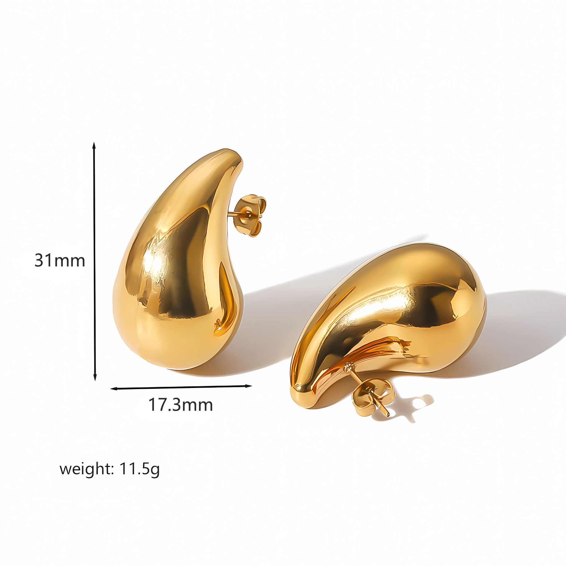 13g Weight Zircon Inlay Material Earrings, Necklace Classification 1 Pair Quantity Daily Occasion Stainless Steel Material Water Droplets Pattern Women's Gender Plating, Inlay Design Simple Style Style Simple Style Water Droplets Stainless Steel Plating Inlay Zircon Earrings Necklace 3