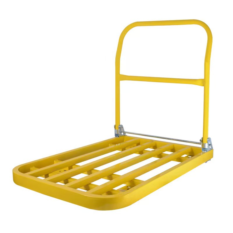 黄色折叠平板车方管小推车仓库拉货搬运便携小推车