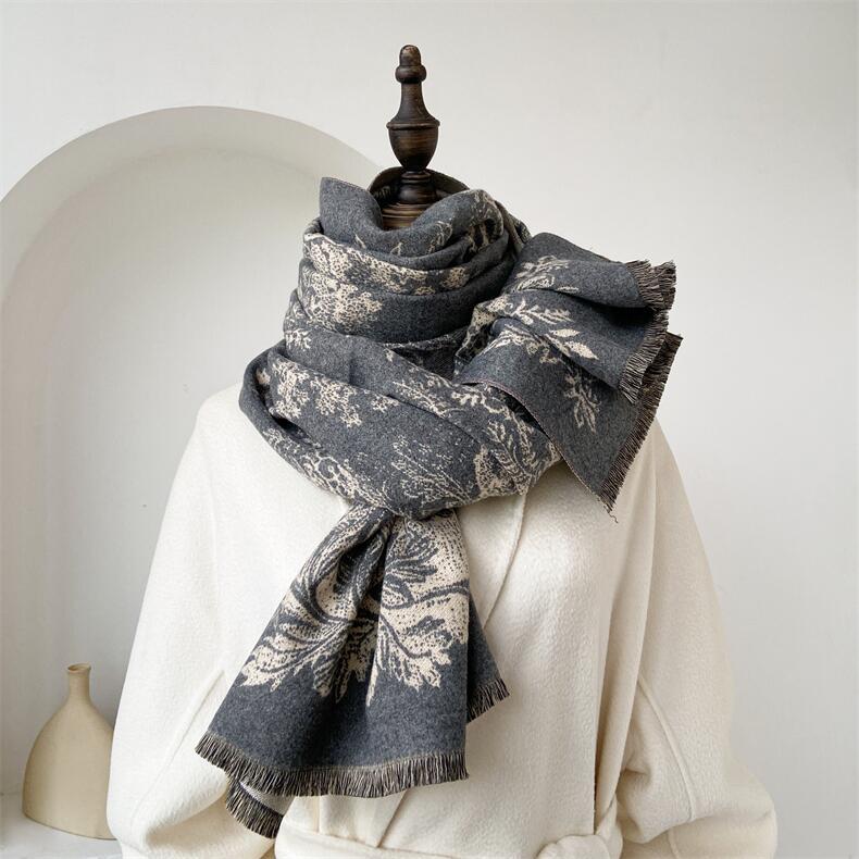 Autunno e inverno nuovi dipinti di paesaggi elegante moda sciarpa scialle lusso donna imitazione cashmere caldo collo_voghion.com