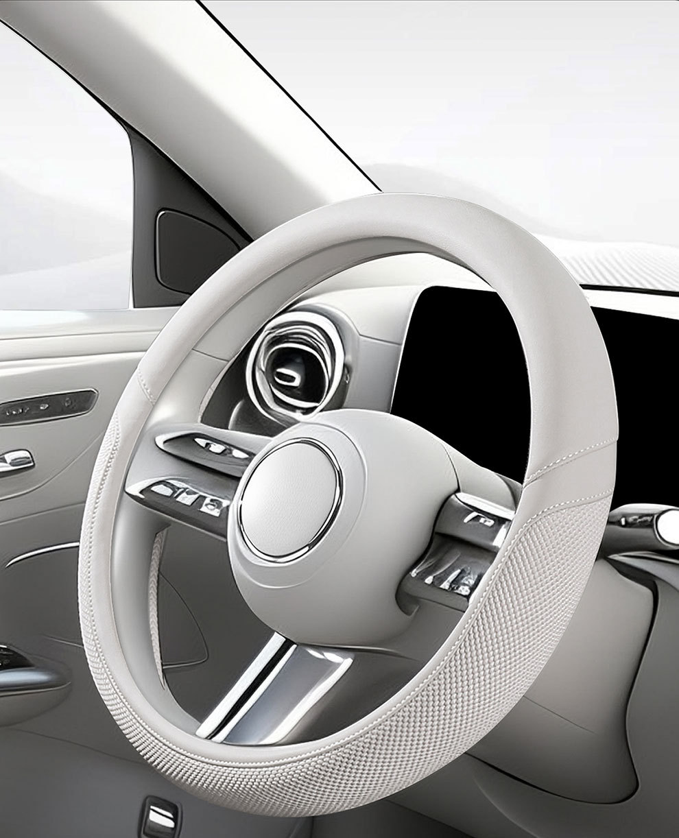 Car Steering Wheel Cover for All Seasons, Universal Leather Handle Cover for Interior Use, Dirt-Resistant, Non-Slip, Double D-Shaped, Wholesale from Manufacturer