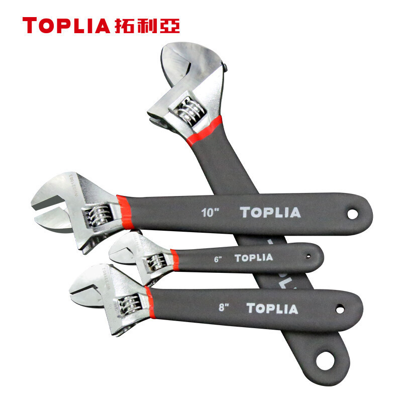 拓利亚（TOPLIA）WR021001 沾塑柄活络扳手活开口扳手6英寸