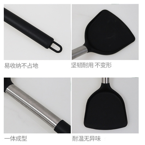 Factory silicone spatula and spoon 15-piece set stainless steel handle non-stick silicone spatula household silicone kitchenware wholesale