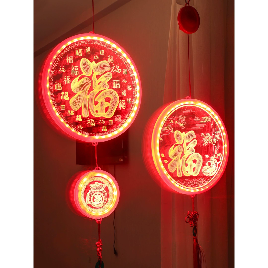 2026 Прозрачные акриловые фонарики с подсветкой fortune LED Lanterns 2026 Новый год год лошади Домашнее окно Новогодняя атмосфера Год лошади