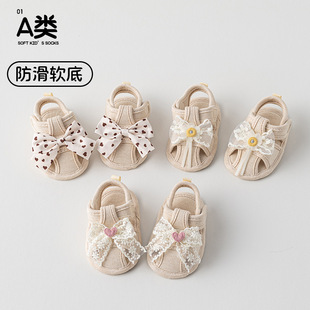 Newborn Baby Girl Summer Cotton 0-1-3 Years Old Indoor Soft-Soled Non-Slip Doll Toddler Floor Sandals