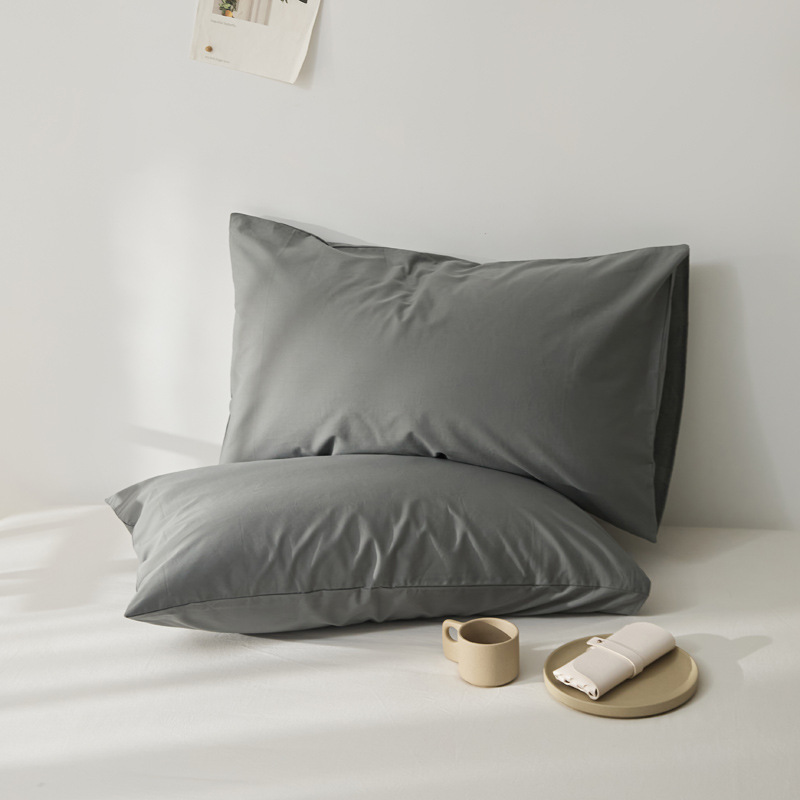Algodón de alta calidad 60s una sola funda de almohada de algodón lavado con agua funda de almohada de algodón de color sólido funda de almohada de piel un par de 100 funda de almohada de algodón