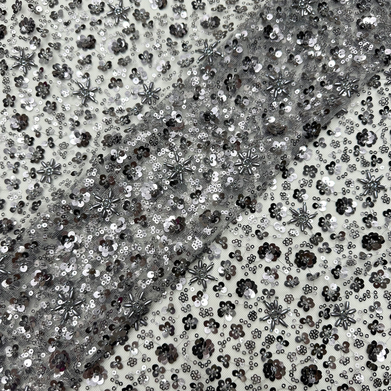 Tejido bordado sequinado bordado tela de cuentas tubo bordado tela de cuentas vestido de boda tubo bordado tela de vestido image 12