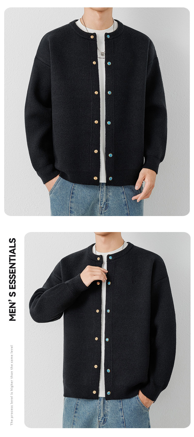 Men's Premium Knit Cardigan With Buttons - Classic Luxury Style, Loose Fit, Warm & Breathable For Autumn & Winter​_voghion.com