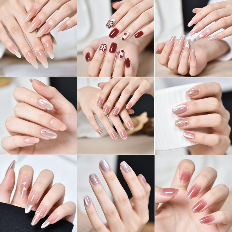 Código de despeje XS manicure parches de uñas de ojo de gato desgaste productos terminados desmontables cortos largos blanqueadores franceses
