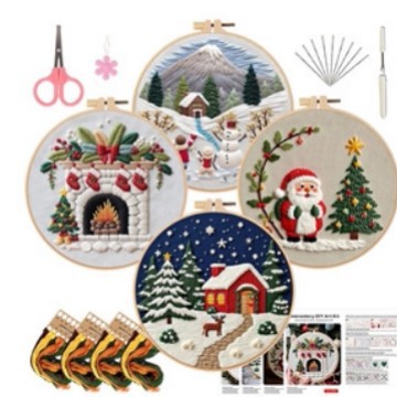 2025 nuevo producto Navidad bordado hecho a mano bricolaje paquete de material Christmas Embroidery inglés original