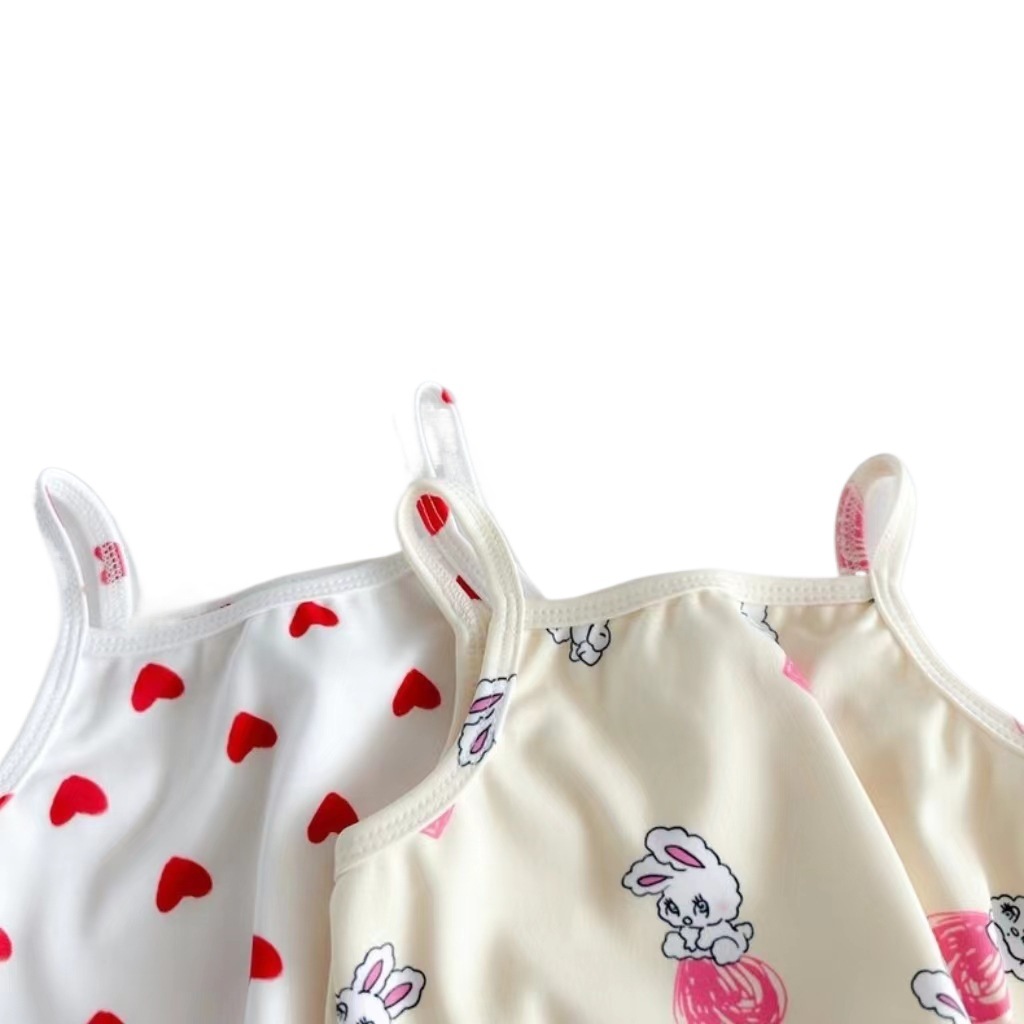 2023 estilo coreano nuevo bebé niñas de dibujos animados impreso correa de una pieza traje de baño con sombrero ins