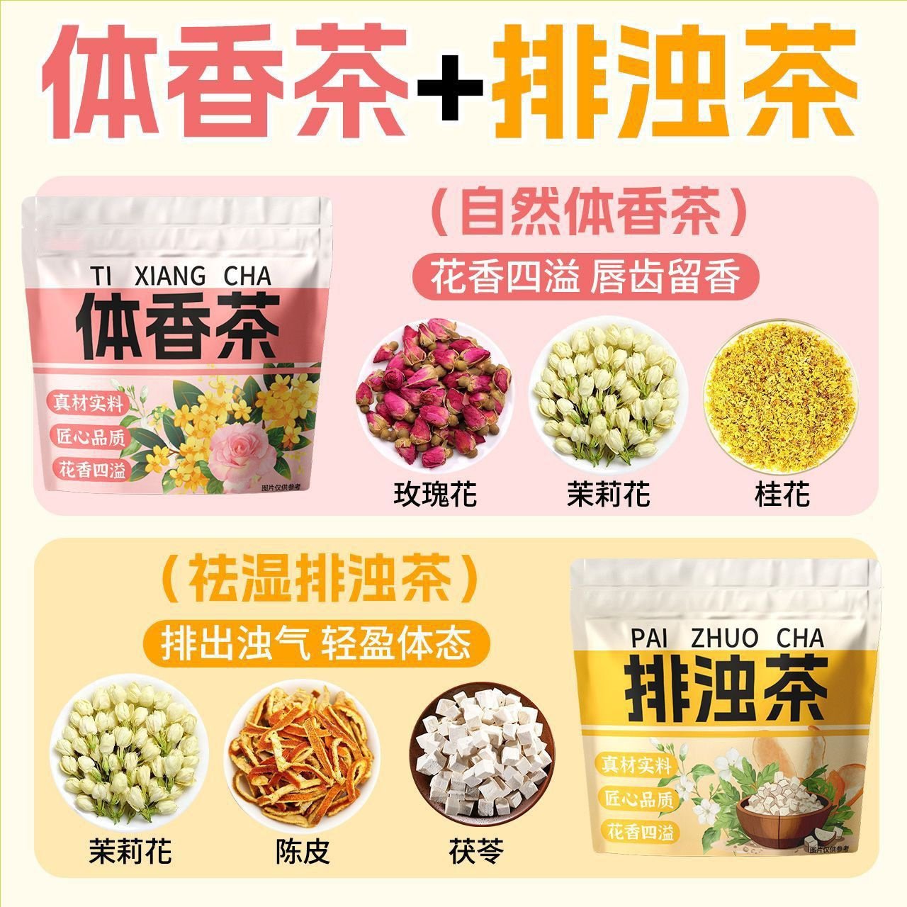 ·【体香组合40包】陈皮茯苓20包+玫瑰茉莉20包·
