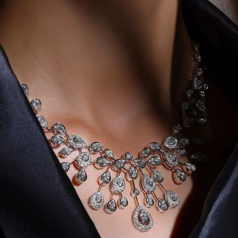 Earrings, necklace, set, ring, diamond encrusted, high-quality style, light luxury style