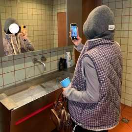 格子毛毛马甲外套2024新款秋冬宽松拼接羊羔毛休闲外套图片色人棉