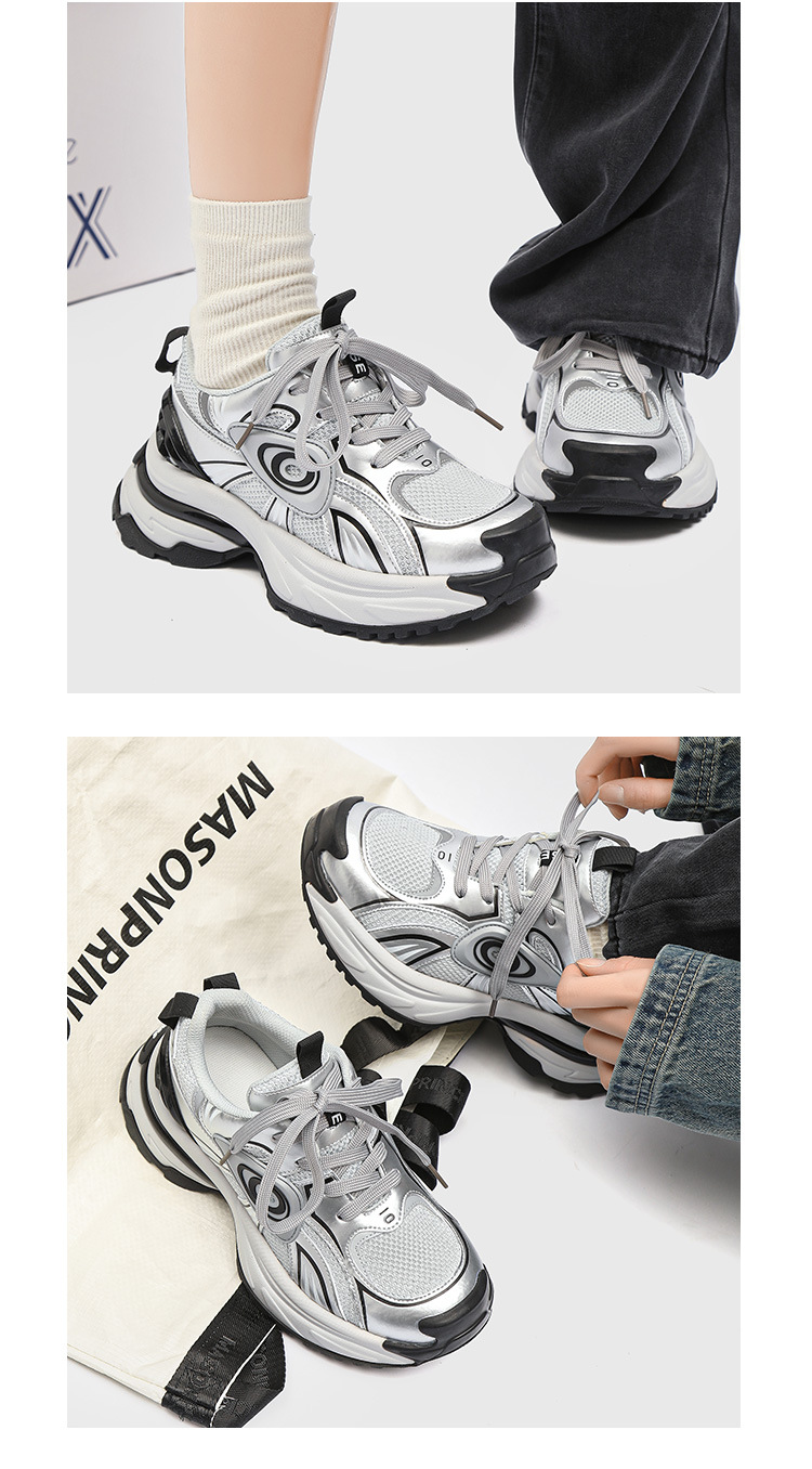 Zapatos de suela gruesa de estilo explosivo para mujer, zapatillas informales que combinan con todo, luminosas, Turbo nicho, nueva tendencia nacional_voghion.com