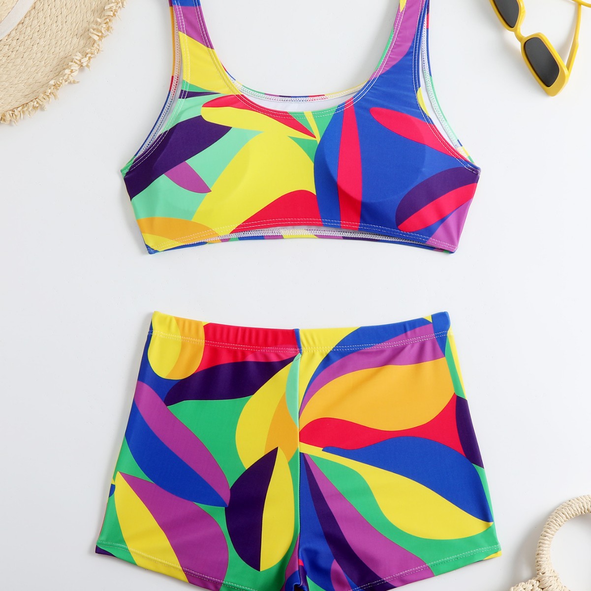 Traje de baño de comercio exterior transfronterizo europeo y americano dividido de dos piezas sexy cinturón de hombro estampado bikini traje de baño de mujer al por mayor