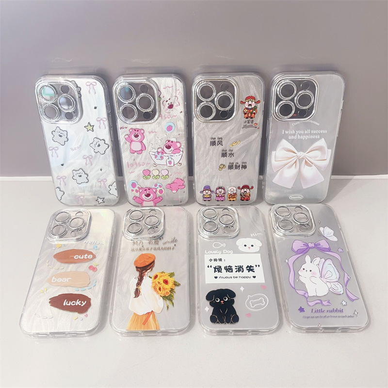 Fine Hole Feather Yarn for OPPO Reno12/13 Cartoon Mobile Phone Case A58 All-inclusive Lens with Drill A3X Protective Cover