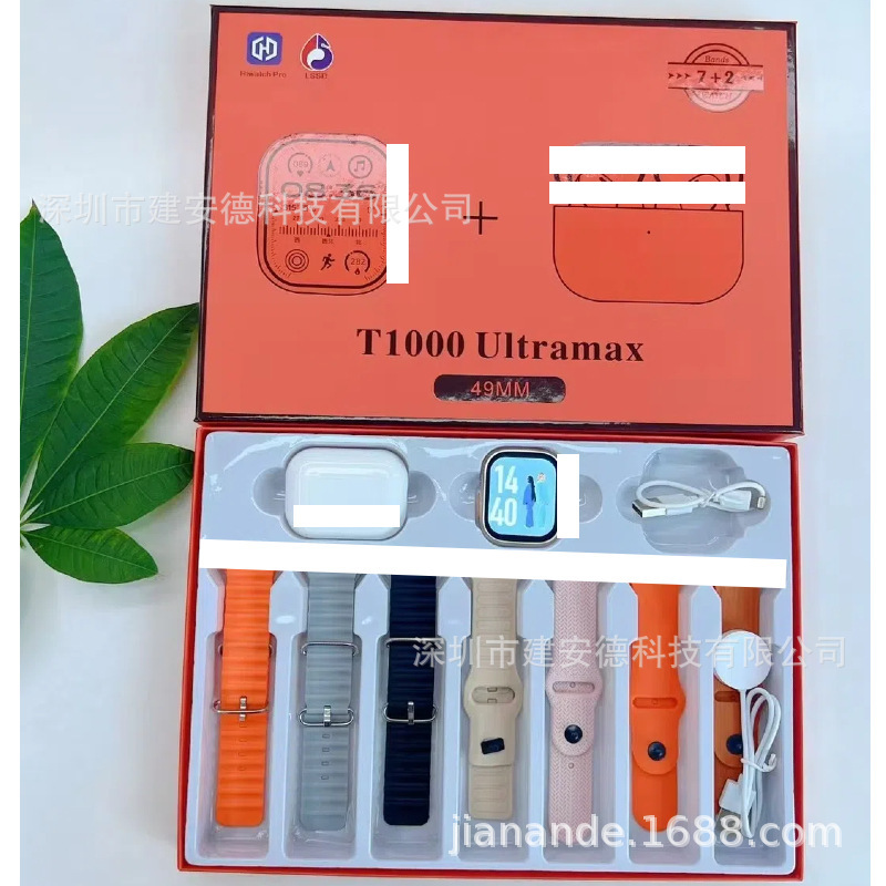 Manufacturer T1000 Ultra Max Smart Watch Heart Rate Pedometer Call Health Bluetooth Sports Tws Headset