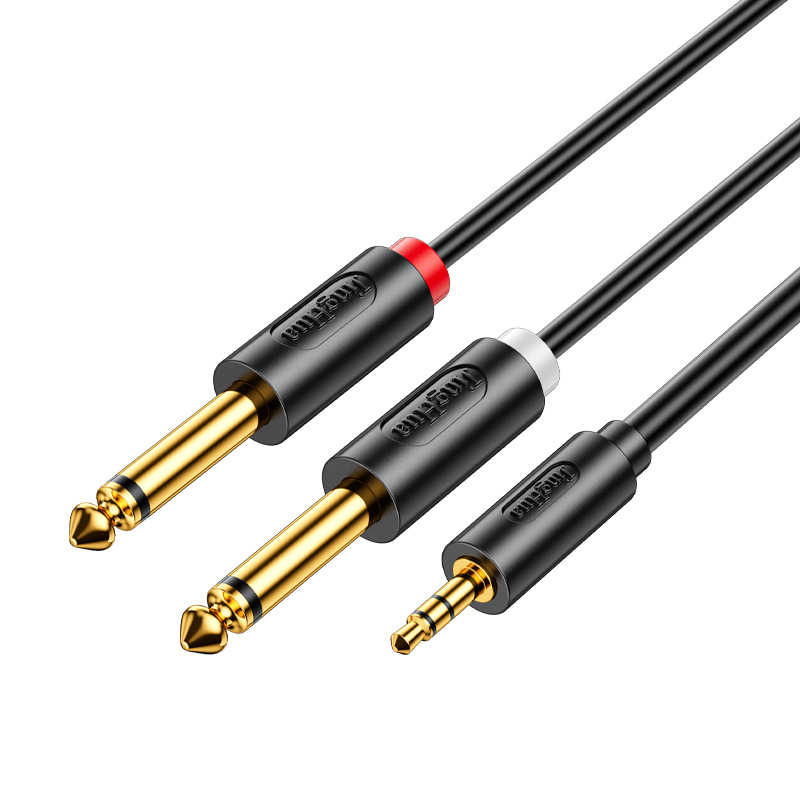 Cable de audio digital de dos canales 3.5mm a doble 6.5mm de cobre libre de oxígeno con conectores dorados image 6