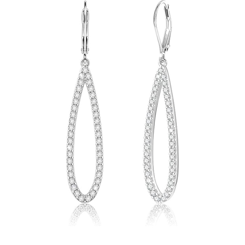 Amazon's New Water Drop Teardrop Pendant Earrings Women's Lever-Set Rhinestone Earrings