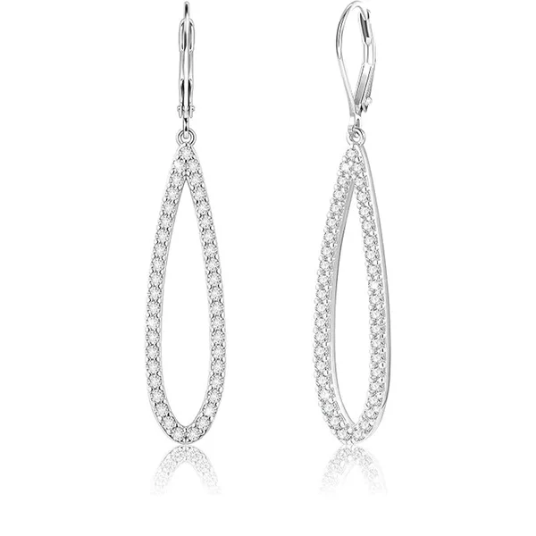 Amazon's New Water Drop Teardrop Pendant Earrings Women's Lever-Set Rhinestone Earrings
