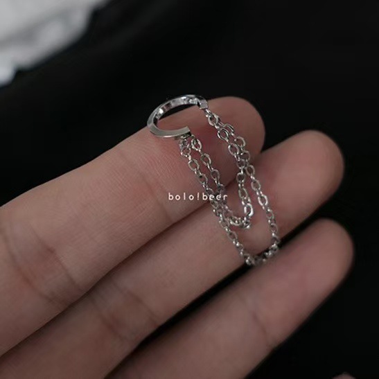 Todo fósforo retro estilo de Hong Kong cadena minimalista clip de hueso de la oreja viento frío femenino sin orejas pendientes de calle clip de oreja personalidad de tendencia