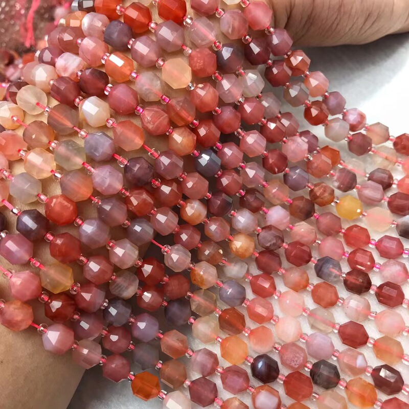 6MM 8MM Natural Crystal Salt Source Agate Satellite Diamond Faced Cut Corner Lantern Beads Loose Beads Semi-finished Products A