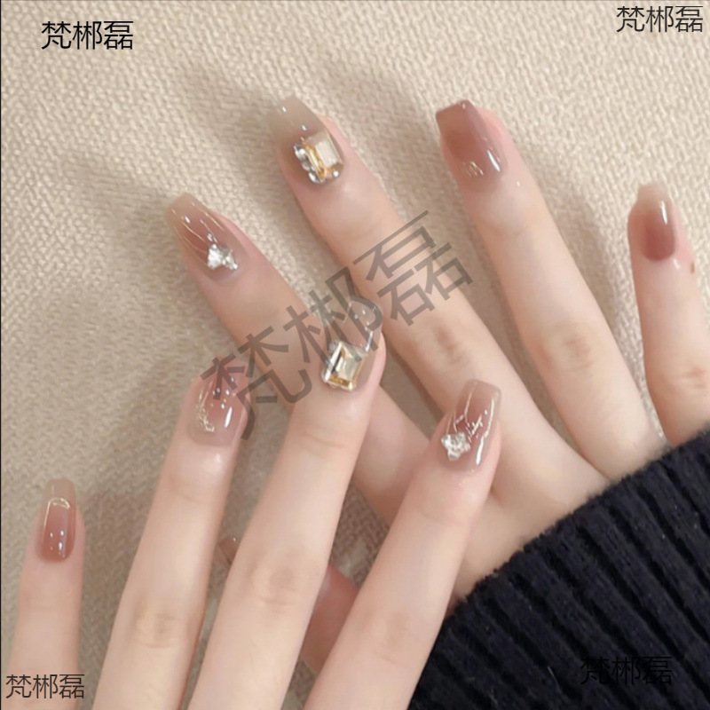 Elegant Fake Nails 2024 Nail Art Stickers Wearable Finished Nails New Fairy Nails Waterproof Pure Desire Style Nail Art Detachable
